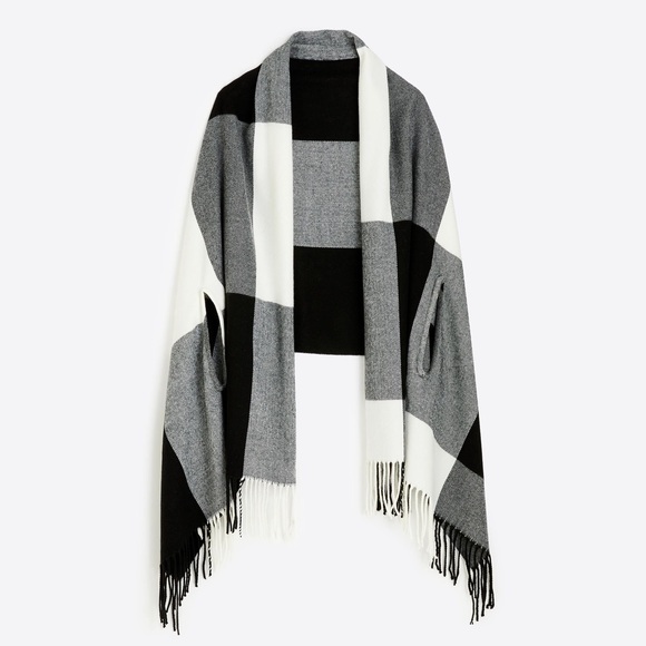JCrew Factory Cape Sweater Black & White Checks - Picture 2 of 2